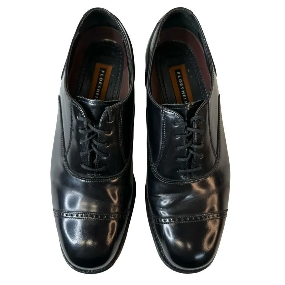 FLORSHEIM Men's Black Patent Lexington Cap Toe Oxford Size 9 D